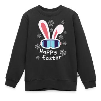Lapin de ski « Joyeuses Pâques » Vacances de ski Pâques Ski - Sweat Premium enfant bio - noir - Devant - AI Model Kid Female (0cm)