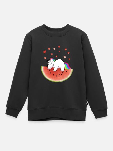Licorne sur pastèque - Sweat Premium enfant bio - noir