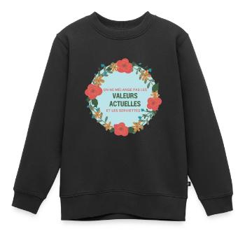 Aktuelle Werte und Handtücher - Kinder Premium Organic Sweatshirt - Schwarz - Vorne - AI Model Kid Female (0cm)
