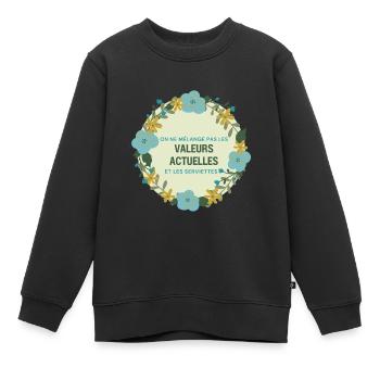 Aktuelle Werte und Handtücher - Kinder Premium Organic Sweatshirt - Schwarz - Vorne - AI Model Kid Female (0cm)