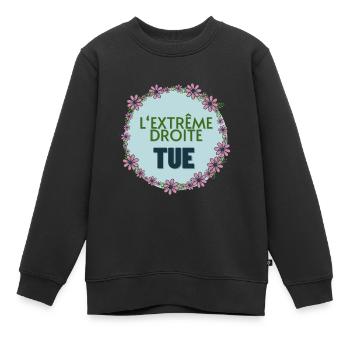 L'extrême droite tue - Sweat Premium enfant bio - noir - Devant - AI Model Kid Female (0cm)
