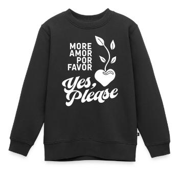 Chemise de déclaration : Plus de faveur – Oui s’il vous plaît - Sweat Premium enfant bio - noir - Devant - AI Model Kid Female (0cm)