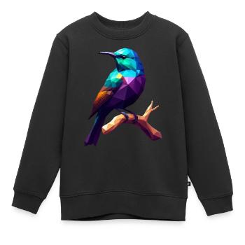 Oiseau abstrait sur branche, idée cadeau - Sweat Premium enfant bio - noir - Devant - AI Model Kid Female (0cm)