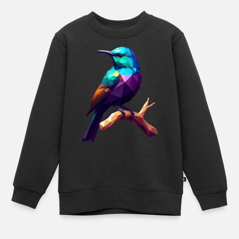 Bird abstract on branch, gift idea - Kids Premium Organic Sweatshirt - black