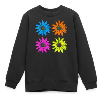 Pop Art Floral Quatre Couleurs - Sweat Premium enfant bio - noir - Devant - AI Model Kid Female (0cm)