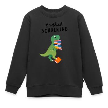Endlich Schulkind Dinosaurier Dino Einschulung - Kinder Premium Organic Sweatshirt - Schwarz - Vorne - AI Model Kid Female (0cm)