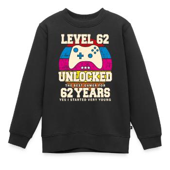 Original 1962 62 Jahre Level 62 freischalten - Kinder Premium Organic Sweatshirt - Schwarz - Vorne - AI Model Kid Female (0cm)