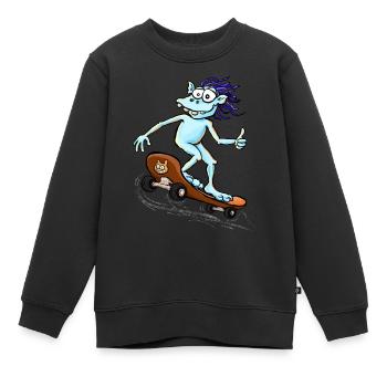 Kobold Skater - Kinder Premium Organic Sweatshirt - Schwarz - Vorne - AI Model Kid Female (0cm)