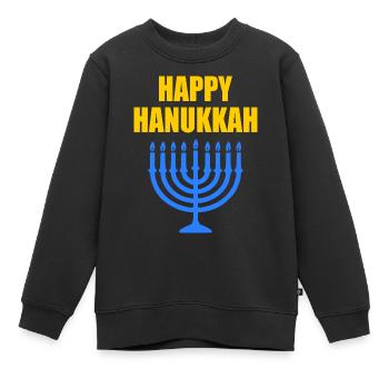 HAPPY HANUKKAH - Sweat Premium enfant bio - noir - Devant - AI Model Kid Female (0cm)
