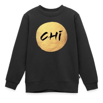Yoga Kreis Gold Chi Namaste om Shanti deluxe Yogi - Kinder Premium Organic Sweatshirt - Schwarz - Vorne - AI Model Kid Female (0cm)