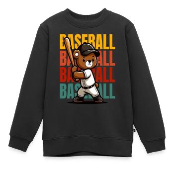 Niedlicher Baseball-Bär - Kinder Premium Organic Sweatshirt - Schwarz - Vorne - AI Model Kid Female (0cm)
