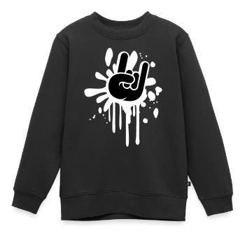 Heavy Metal Hard Rock Graffiti Hörner Handgeste - Kinder Premium Organic Sweatshirt - Schwarz - Vorne - AI Model Kid Female (0cm)