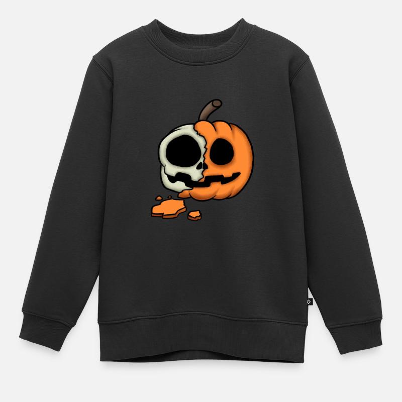 Crâne de citrouille - Sweat Premium enfant bio - noir