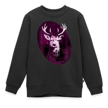 hirsch oval - Kinder Premium Organic Sweatshirt - Schwarz - Vorne - AI Model Kid Female (0cm)