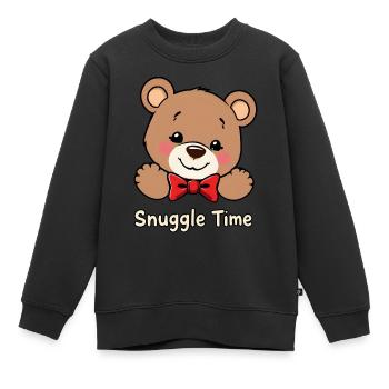 Charmanter Teddybär mit roter Fliege - Snuggle Time - Kinder Premium Organic Sweatshirt - Schwarz - Vorne - AI Model Kid Female (0cm)