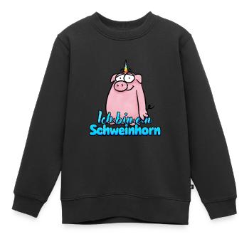 Funny Pig Horn / Pig Unicorn - Kids Premium Organic Sweatshirt - black - Front - AI Model Kid Female (0cm)