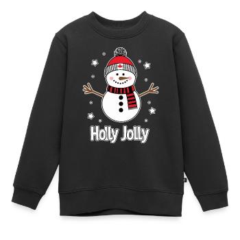 Holly Jolly Schneemann Frohe Weihnachten - Kinder Premium Organic Sweatshirt - Schwarz - Vorne - AI Model Kid Female (0cm)