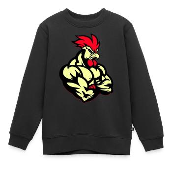 Coq Bande Dessinée - Sweat Premium enfant bio - noir - Devant - AI Model Kid Female (0cm)