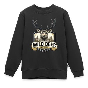 Majestic Wild Deer - Kids Premium Organic Sweatshirt - black - Front - AI Model Kid Female (0cm)