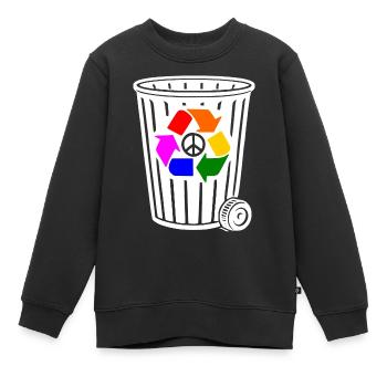 Peace Recycling Peacezeichen - Kinder Premium Organic Sweatshirt - Schwarz - Vorne - AI Model Kid Female (0cm)