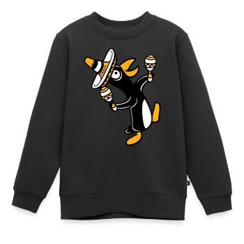 Pingouin, hochet, fête, culture mexicaine, chapeau, Fun - Sweat Premium enfant bio - noir - Devant - AI Model Kid Female (0cm)