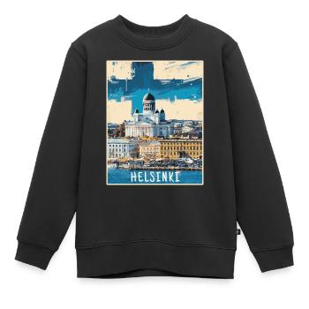 Helsinki Malerei - Kinder Premium Organic Sweatshirt - Schwarz - Vorne - AI Model Kid Female (0cm)