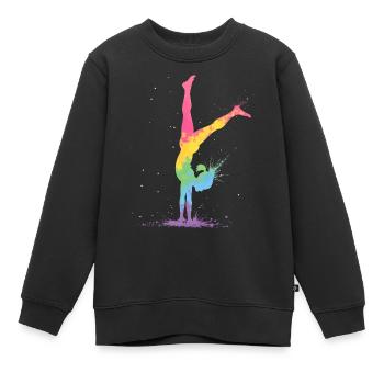 Gymnastik Herzschlag - Turnerin - Kinder Premium Organic Sweatshirt - Schwarz - Vorne - AI Model Kid Female (0cm)
