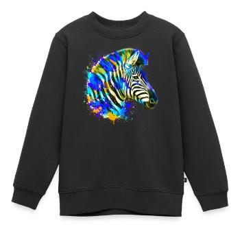 Zèbre - Sweat Premium enfant bio - noir - Devant - AI Model Kid Female (0cm)