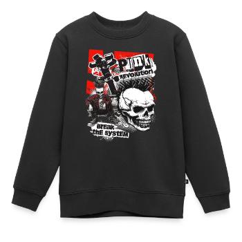 Punk Punkrock Totenkopf Punker Punkrocker Rock - Kinder Premium Organic Sweatshirt - Schwarz - Vorne - AI Model Kid Female (0cm)