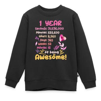 Tenue d’anniversaire pour 1 an ! 1er anniversaire - Sweat Premium enfant bio - noir - Devant - AI Model Kid Female (0cm)