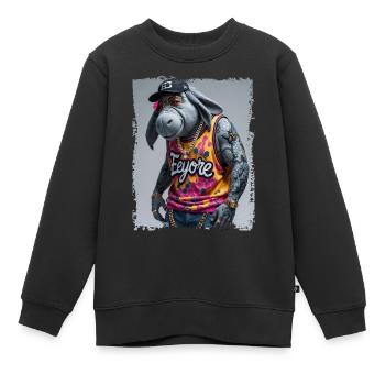 hip hop Bourriquet rappeur - Sweat Premium enfant bio - noir - Devant - AI Model Kid Female (0cm)