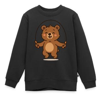 baer seilspringen - Kinder Premium Organic Sweatshirt - Schwarz - Vorne - AI Model Kid Female (0cm)