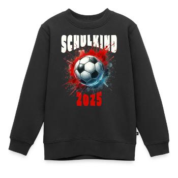 Schulkind 2025 - Fußball Geschenk Einschulung - Kinder Premium Organic Sweatshirt - Schwarz - Vorne - AI Model Kid Female (0cm)