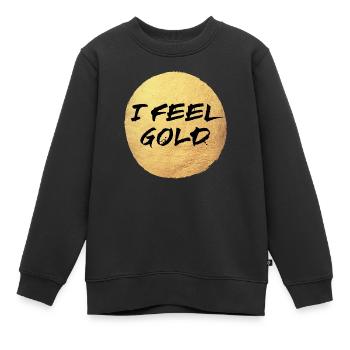 Gold Yoga Kreis Sonne Feeling exklusiv Meditation - Kinder Premium Organic Sweatshirt - Schwarz - Vorne - AI Model Kid Female (0cm)