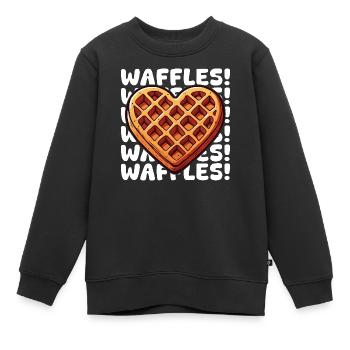 Pop Art Waffel Herz - Kinder Premium Organic Sweatshirt - Schwarz - Vorne - AI Model Kid Female (0cm)