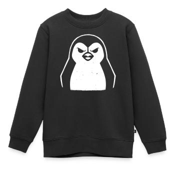 penguin stencil grunge minimalist-vector Linux - Sweat Premium enfant bio - noir - Devant - AI Model Kid Female (0cm)