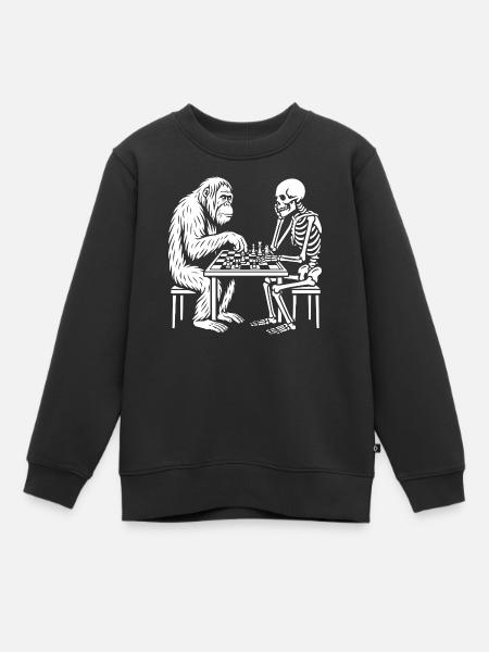 Duel d’échecs Primate contre Squelette - Sweat Premium enfant bio - noir