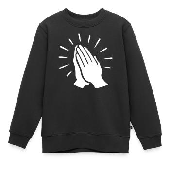 Gebet Hand Beten - Kinder Premium Organic Sweatshirt - Schwarz - Vorne - AI Model Kid Female (0cm)