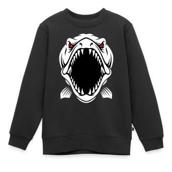 Hecht Barrakuda Maskottchen-Logo Angeln Sport Gaming - Kinder Premium Organic Sweatshirt - Schwarz - Vorne - AI Model Kid Female (0cm)