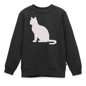 Silhouette de chat pastel - Sweat Premium enfant bio - noir - Devant - AI Model Kid Female (0cm)