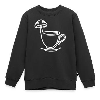 Champignon thé café - Sweat Premium enfant bio - noir - Devant - AI Model Kid Female (0cm)