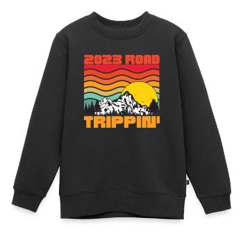 Road Trippin 2023, Chemise Road Trip 2023, Famille - Sweat Premium enfant bio - noir - Devant - AI Model Kid Female (0cm)