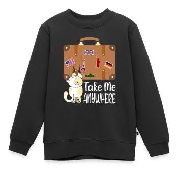 Reisen Koffer Katze Urlaub Trip Auswandern Sommer - Kinder Premium Organic Sweatshirt - Schwarz - Vorne - AI Model Kid Female (0cm)
