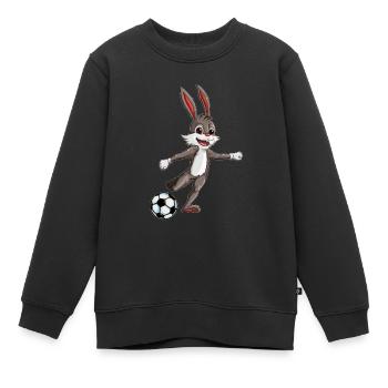 Hasen Fußballfan Fußballoutfit Freizeitsport - Kinder Premium Organic Sweatshirt - Schwarz - Vorne - AI Model Kid Female (0cm)