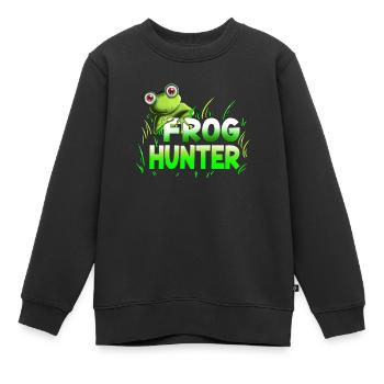 Kröten Fröschen Kaulquappe Frog Hunter Kindershirt - Kinder Premium Organic Sweatshirt - Schwarz - Vorne - AI Model Kid Female (0cm)