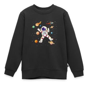 Planète Vaisseau spatial volant Spaceman Galaxy - Sweat Premium enfant bio - noir - Devant - AI Model Kid Female (0cm)