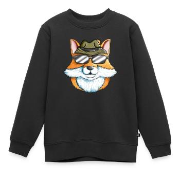 Fuchs Jäger Motiv Treibjagt Füchse mit Jägerhut - Kinder Premium Organic Sweatshirt - Schwarz - Vorne - AI Model Kid Female (0cm)