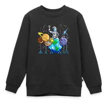 Planten Schlagzeuger Astronaut Kosmos Universum - Kinder Premium Organic Sweatshirt - Schwarz - Vorne - AI Model Kid Female (0cm)