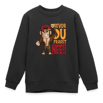Affe mit Baseballkappe bevor du fragst nee! Affen - Kinder Premium Organic Sweatshirt - Schwarz - Vorne - AI Model Kid Female (0cm)