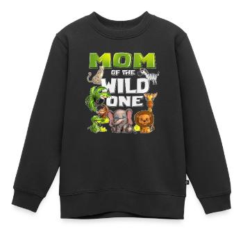 Motif animal Safari Mama de l’un Wild Kids B-Day - Sweat Premium enfant bio - noir - Devant - AI Model Kid Female (0cm)
